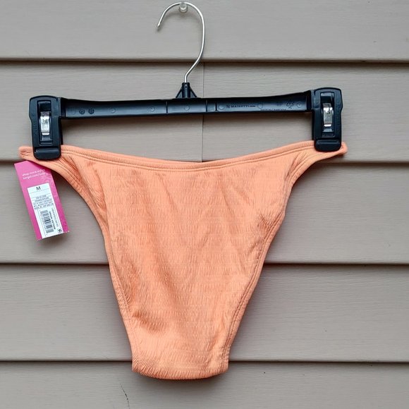 Xhilaration Orange Bikini Bottoms High Leg Scoop Waist Textured Smock NWT - Picture 8 of 11